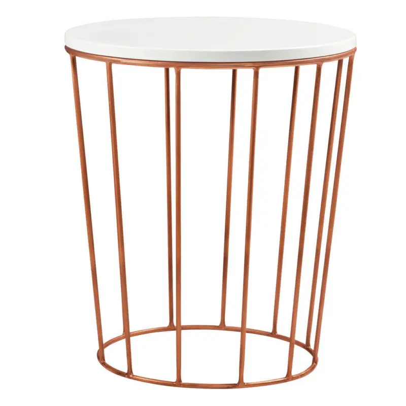 Nachtk&auml;stchen 45/52/45 cm in Wei&szlig;, Kupferfarben