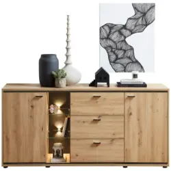 Sideboard Anthrazit, Eiche Artisan 180/86/49 cm