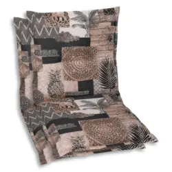 Sesselauflagenset in Dunkelbraun, Beige Federn