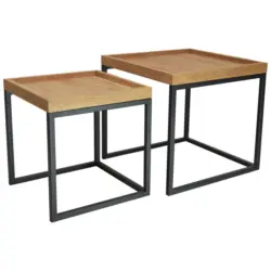 Couchtischset in Holz, Metall 50/50/48 cm