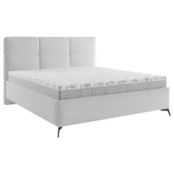 Polsterbett gepolstertes Kopfteil, Lattenrost Hellgrau 140/200 cm