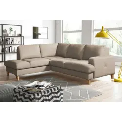 Ecksofa in Lederlook Echtleder Hellgrau 190/234 cm