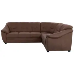 Ecksofa in Flachgewebe Braun 264/215 cm