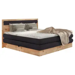 Boxspringbett 160/200 cm in Schwarz, Eichefarben