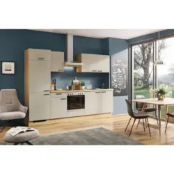 K&uuml;chenblock 280 cm in Eichefarben, Hellgrau