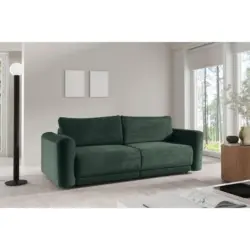 Schlafsofa Norman in gerippt Gr&uuml;n