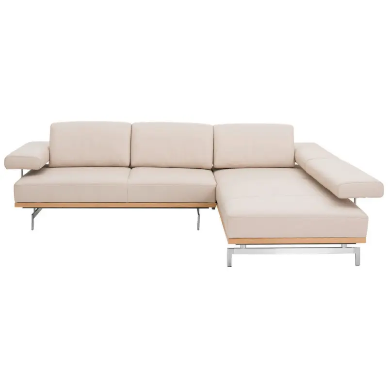 Ecksofa in Echtleder Beige 295/237 cm