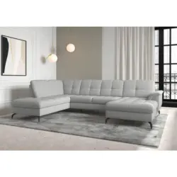 Wohnlandschaft Zora E in Flachgewebe Hellgrau