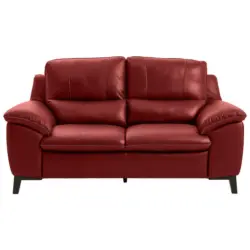 2-Sitzer-Sofa in Kombination Echtleder/Lederlook Rot