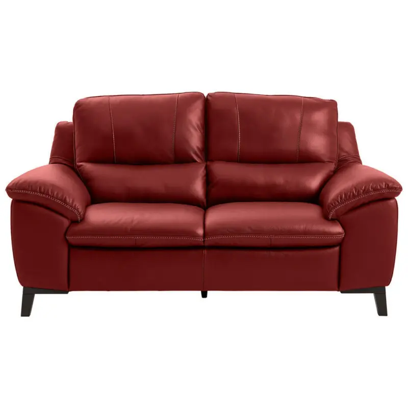 2-Sitzer-Sofa in Kombination Echtleder/Lederlook Rot