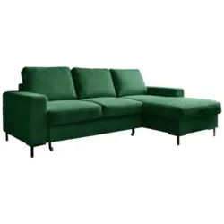 Ecksofa in Cord Smaragdgr&uuml;n 236/148 cm