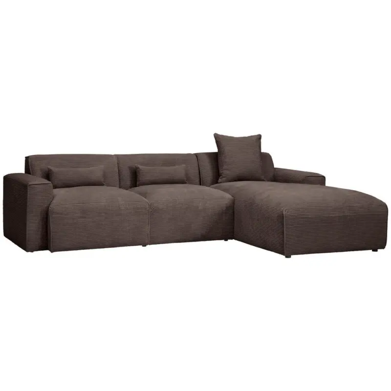 Ecksofa in Cord Mokka 303/196 cm