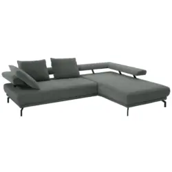 Ecksofa Fino in Chenille Graugr&uuml;n 305/224 cm