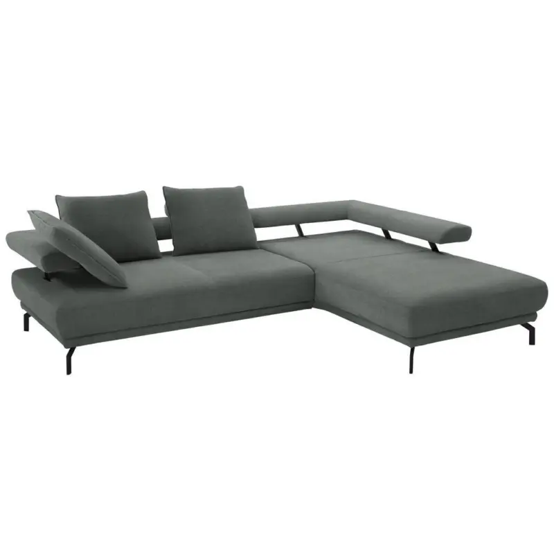 Ecksofa Fino in Chenille Graugr&uuml;n 305/224 cm