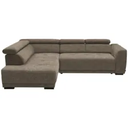 Ecksofa in Chenille Hellbraun 205/284 cm