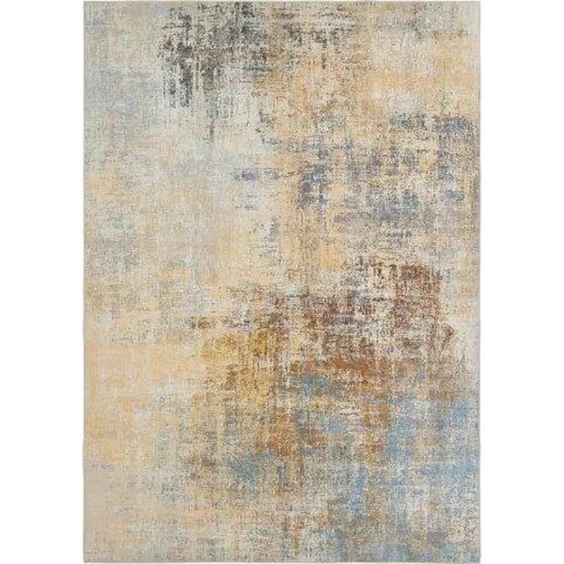 Flachwebeteppich 120/170 cm Parma Hellgelb, Rostfarben, Pastellblau