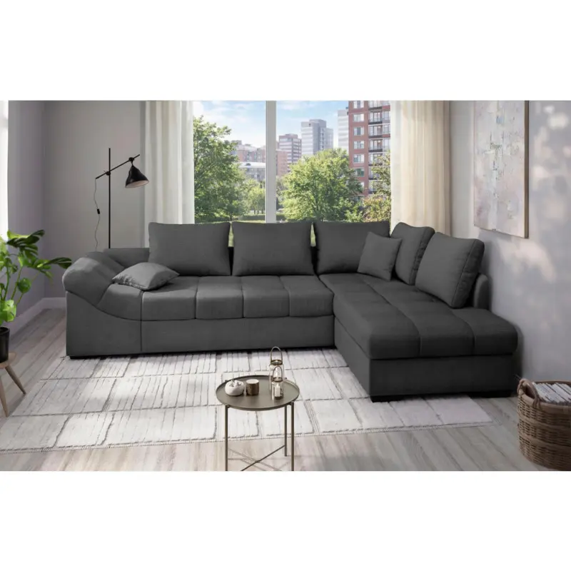 Eckschlafsofa Alvito in Chenille Anthrazit