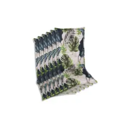 Sesselauflagenset in Blau, Gr&uuml;n, Hellgrau Bl&auml;tter