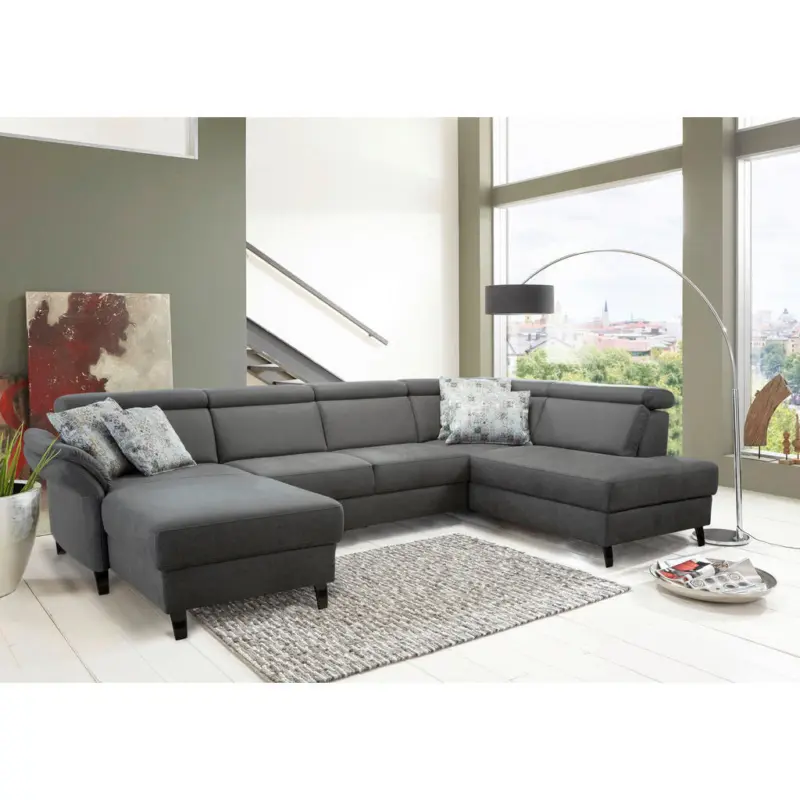 Wohnlandschaft in Mikrofaser Anthrazit