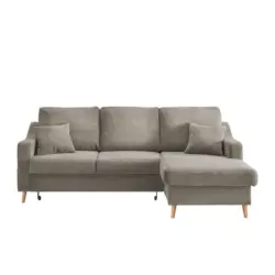 Ecksofa in Cord Graubraun