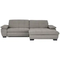 Ecksofa in Webstoff Grau 265/180 cm
