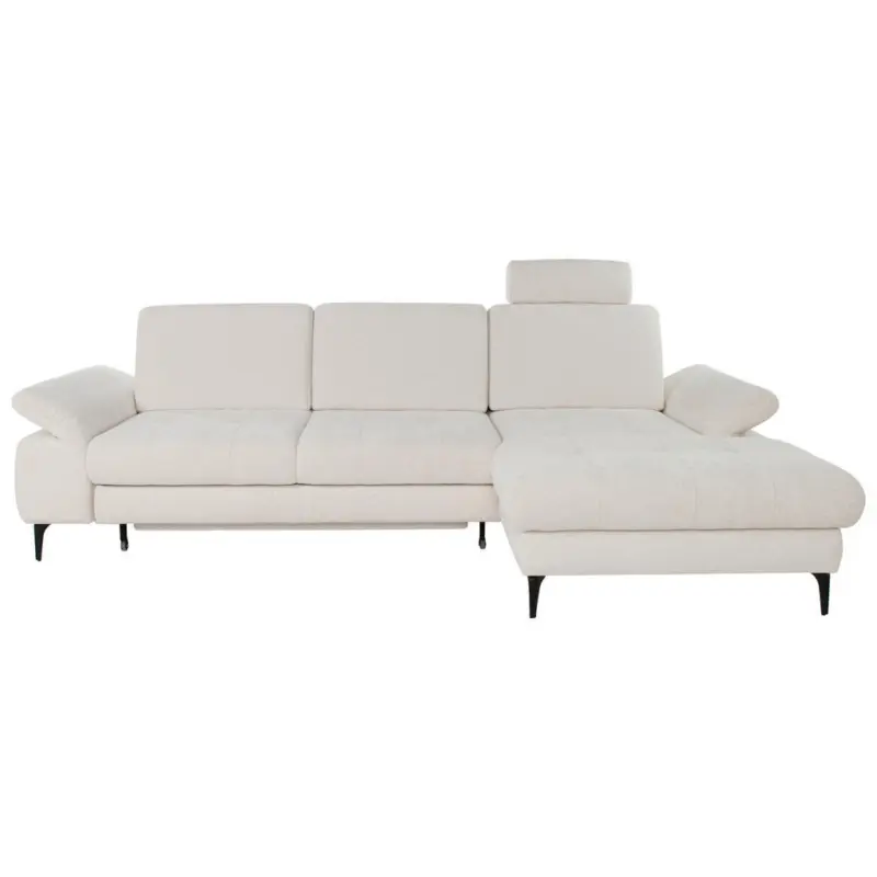 Ecksofa Alma in Chenille Creme 285/191 cm