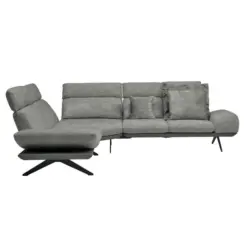 Ecksofa in Chenille, Flachgewebe Grau 239/270 cm