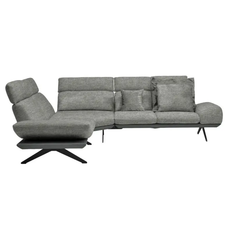 Ecksofa in Chenille, Flachgewebe Grau 239/270 cm