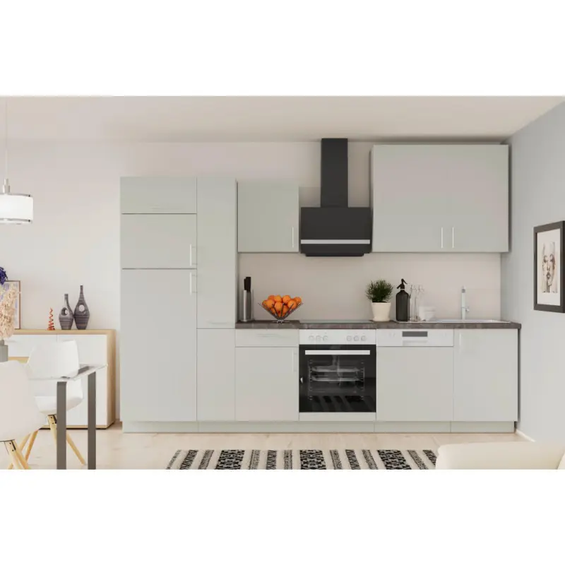 K&uuml;chenleerblock 310 cm in Hellgrau