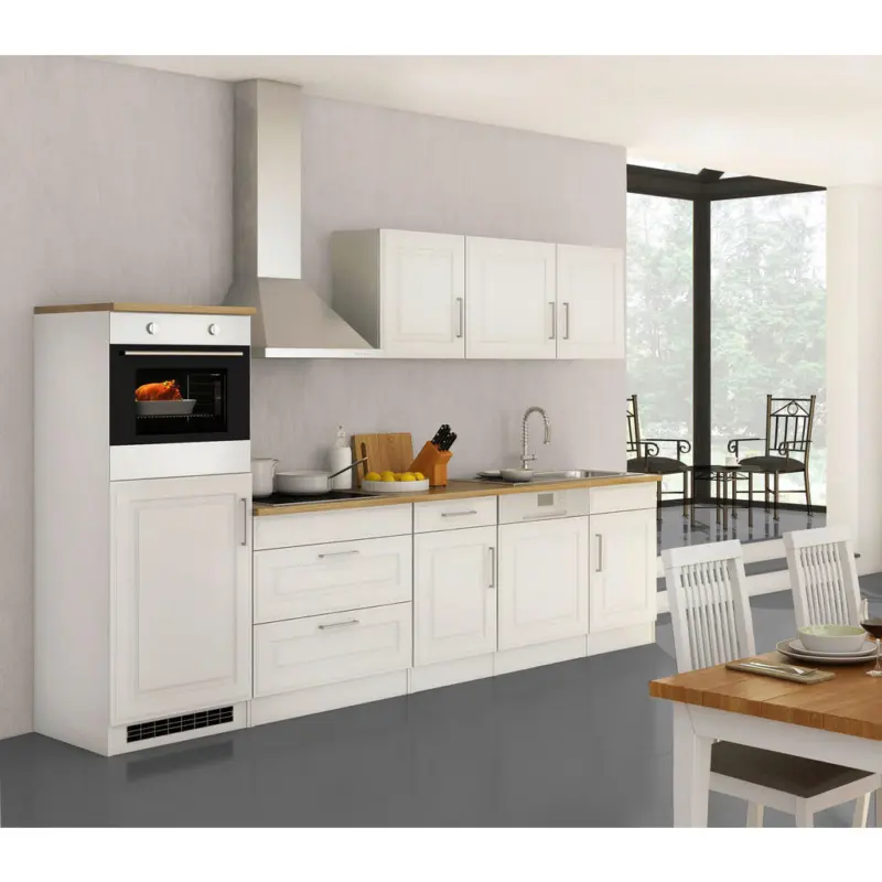 K&uuml;chenleerblock 300 cm in Wei&szlig;, Sonoma Eiche