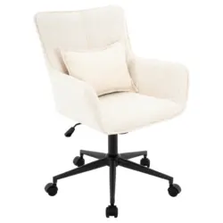 Drehstuhl in Webstoff Creme, Schwarz