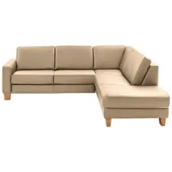 Ecksofa Valdera in Echtleder Beige 257/235 cm