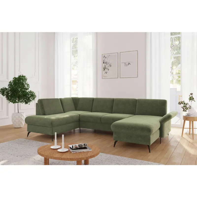 Wohnlandschaft Rochelle E in Flachgewebe Hellgr&uuml;n