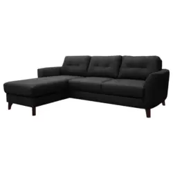 Ecksofa in Lederlook Echtleder Schwarz