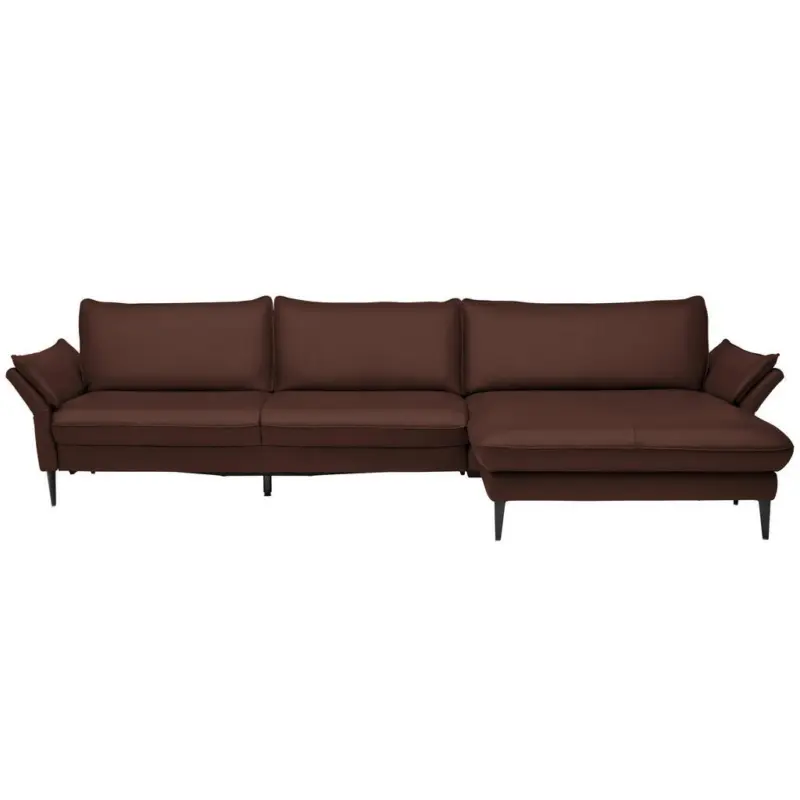 Ecksofa Valdera in Echtleder Braun 334/172 cm