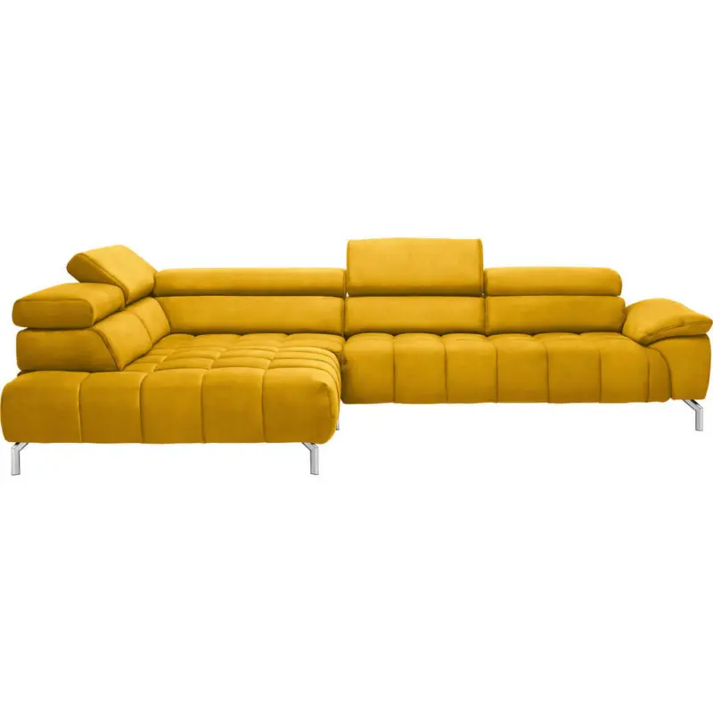 Ecksofa in Chenille Gelb, Currygelb 222/323 cm