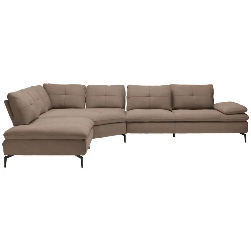 Ecksofa in Flachgewebe Graubraun 271/344 cm