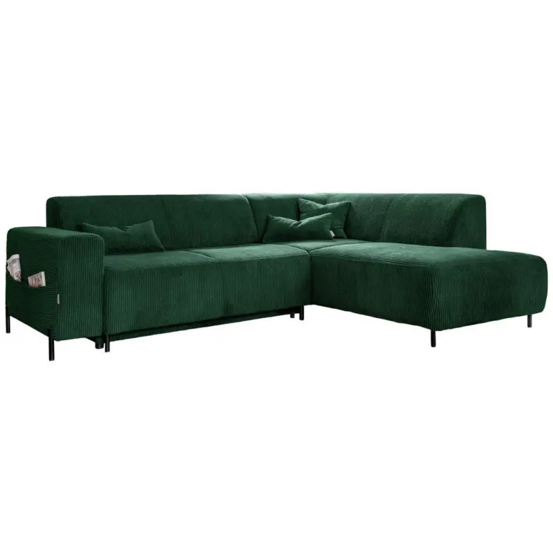 Ecksofa in Cord Dunkelgr&uuml;n 250/192 cm