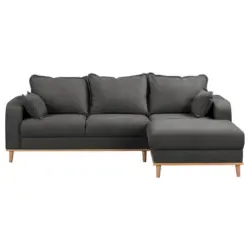 Ecksofa Beata in Mikrofaser Dunkelgrau 230/150 cm