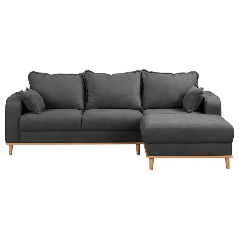 Ecksofa Beata in Mikrofaser Dunkelgrau 230/150 cm