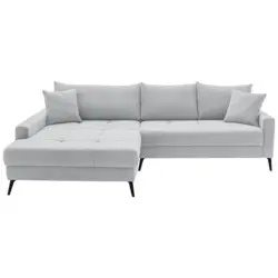 Ecksofa in Cord Hellgrau 173/280 cm
