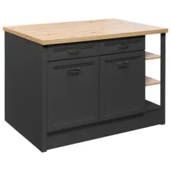 K&uuml;cheninsel in Anthrazit, Eiche Artisan