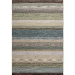 Webteppich 133/195 cm Argentum Blau, Braun, Gr&uuml;n