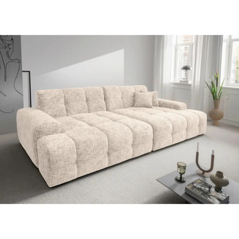 Bigsofa in Struktur Creme