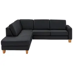 Ecksofa Valdera in Echtleder Anthrazit 235/257 cm