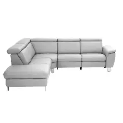 Ecksofa in Echtleder Grau 239/271 cm