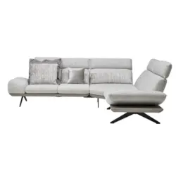 Ecksofa in Flachgewebe Hellgrau 270/239 cm