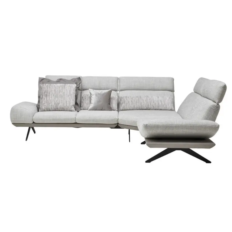 Ecksofa in Flachgewebe Hellgrau 270/239 cm