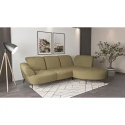 Ecksofa Dance E in Chenille Olivgr&uuml;n 313/208 cm