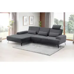 Ecksofa Astoria in Flachgewebe Dunkelgrau 178/305 cm